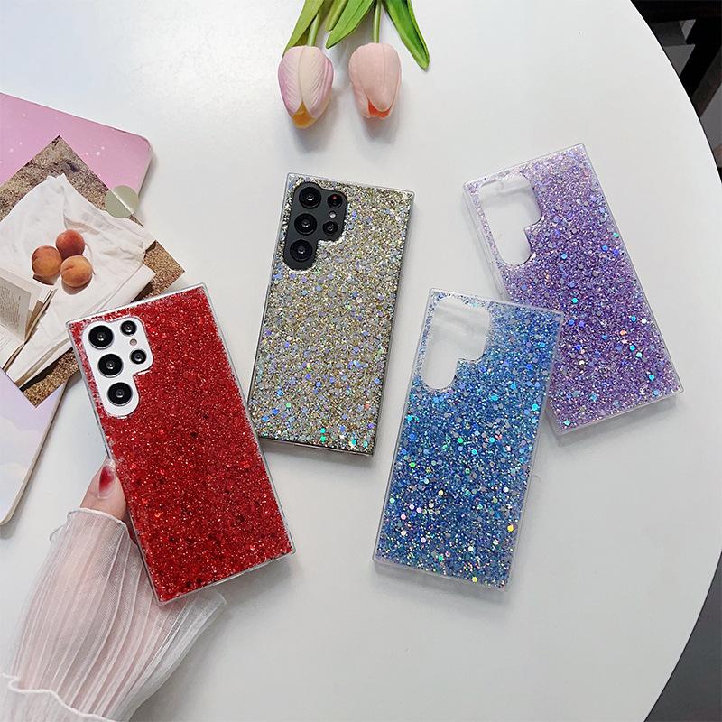 For Korea for Samsung S24ultra Mobile Phone Case Glue Glitter Sequin S25plus Soft Case A16 Fashion S23