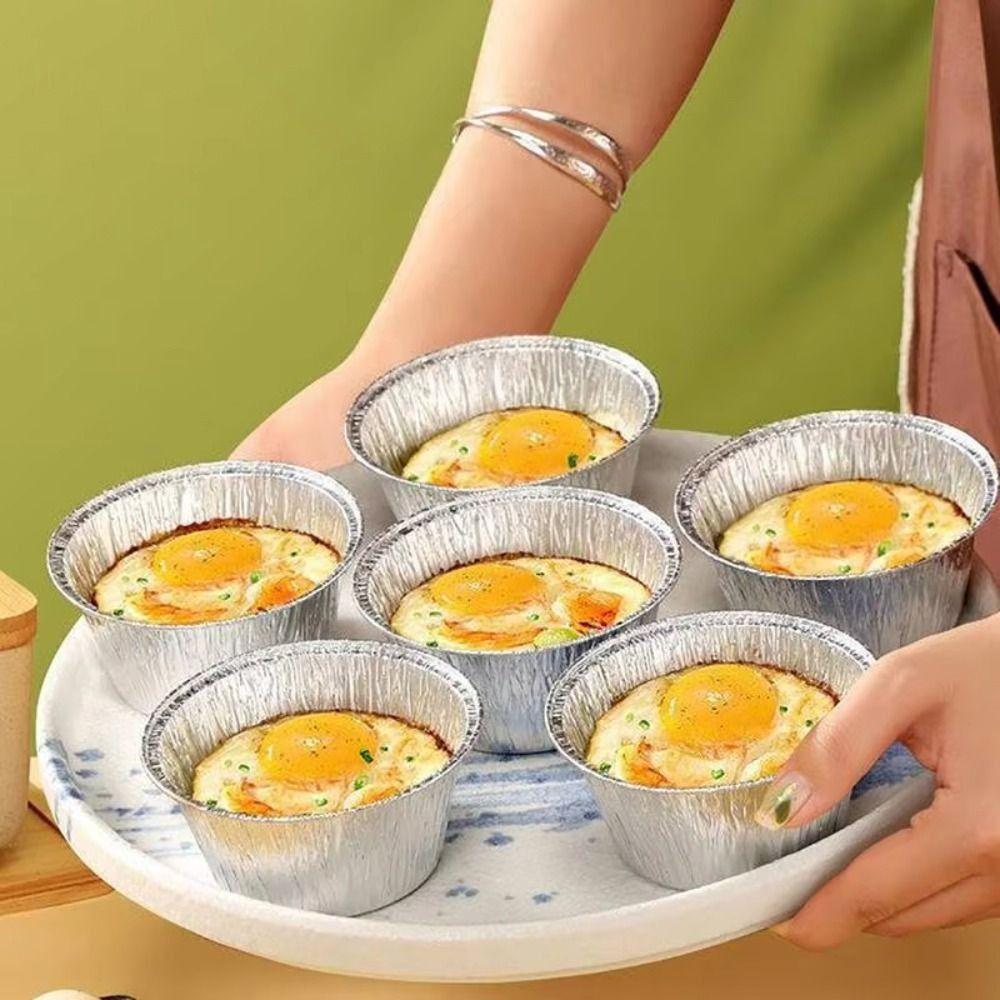 50Pcs Disposable Baking Cup Tray Food Grade Cupcake Mold Aluminum Tin Foil Baking Pans  Egg