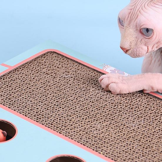 Interaktives Katzenspielzeug Wellpappe Kratzbrett Whack-a-Mole Katzenerweiterungsspielzeug für Wohnungskatzen Unterhaltung