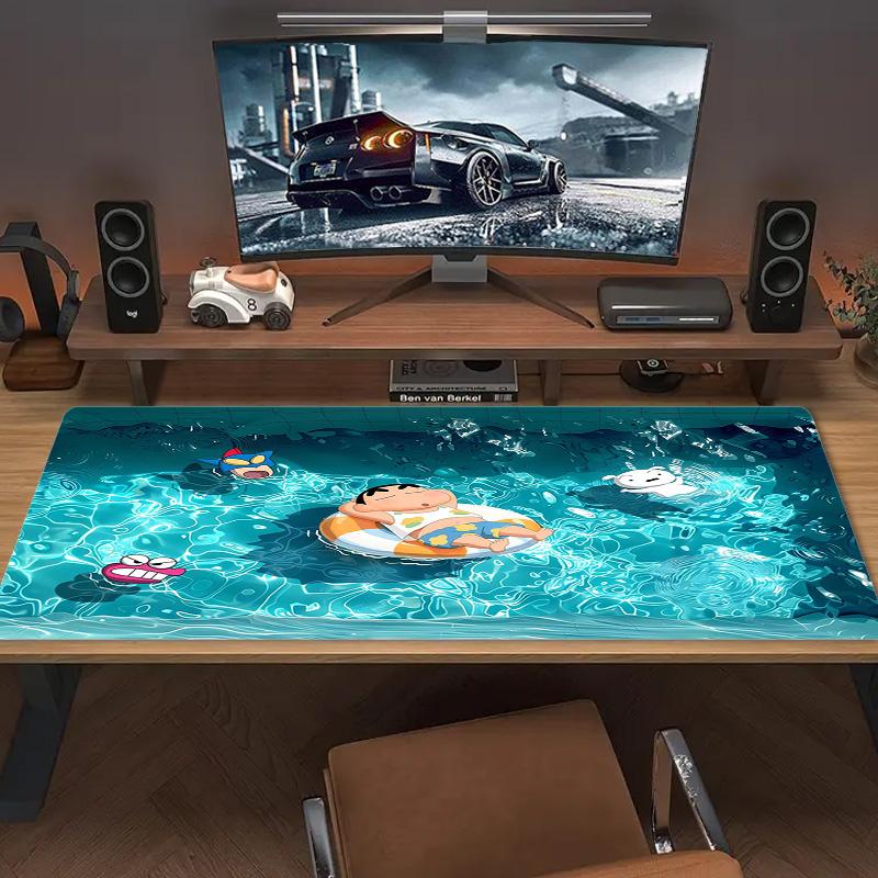 Anime Sinchan Color Mouse Pad Large Gaming Table Cushion Non-slip Laptop Tablet Big Mousepad XXL Mat Mini PC Playmat With Lock edge