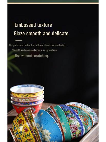 Jingdezhen Ceramic Rice Bowl: High-Foot, Enamel Color, Longevity Design