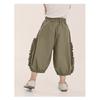 Girls Kids Thin Cropped Lace Trim Casual Anti Mosquito Summer Pants