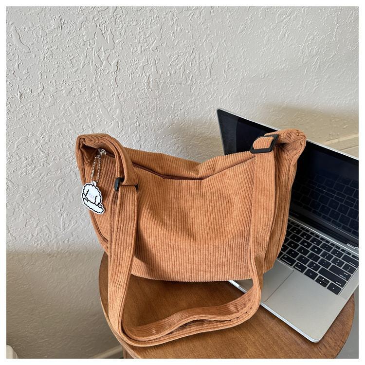 Japanese-style Literary Corduroy Shoulder Bag Perfect For Everyday Use