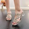 Rhinestone Block Heel Toe Slippers for Women In Summer Fashion 2026 New Women's Mid-heel Sandals