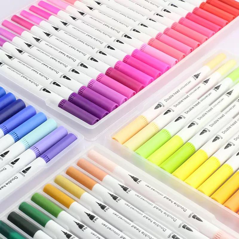 60Pcs Dual-Head Marker Pen Set Brush Tip Fine Liner Art Markers for Drawing Painting Sketching Holiday Decoration Art Supplies