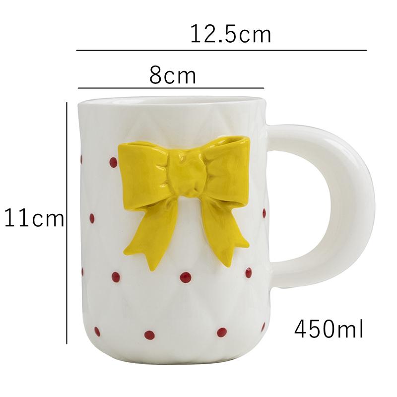 

Керамическая чашка для кофе в горошек и набор блюдец 3D-бантик кружка для молока чайная чашка десертная тарелка плоский поднос блюдо безопасно для микроволновой печи 300/450 мл