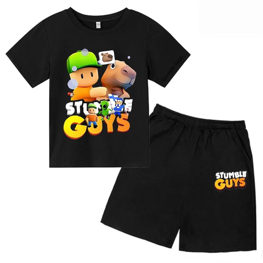 2025 New Stumble Guys TShirt Set Boys Cartoon Banana Casual Short Sleeve Tops Kids Girls Clothes Games T-Shirts Y2k Teen Tops