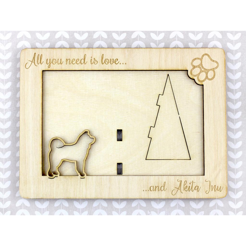 Akita, Akita Inu - Photo frame, engraved wooden frame, a lovely gadget for the dog lover by Art-Dog