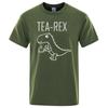 Men's T-Shirts Tea Rex Funny Dinosaur Drink Coffee T Shirts Fashion Casual TShirt High Quality Streetwear Tops Male Tee Shirt