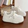 Inner heightening women's shoes mesh surface 2025 summer new versatile thick-soled small man black and white muffin white shoes women's board shoes
