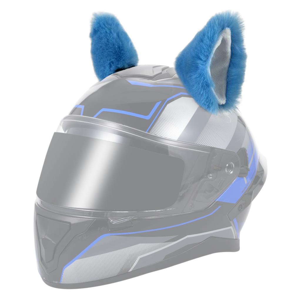 2Pcs Motorcycle Helmet Cat Ears, Cute Accessories for Snowboarding, Skiing and Biking Blue