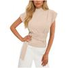 Summer New Style Fashionable Simple Half Turtleneck Short-sleeved T-shirt with Waist Design for Women's Tops