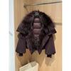 Giacca Invernale Donna Taglia L Collo in Vera Pelliccia di Volpe Giacca Imbottita Larga Calda Parka Cappotti in Piuma