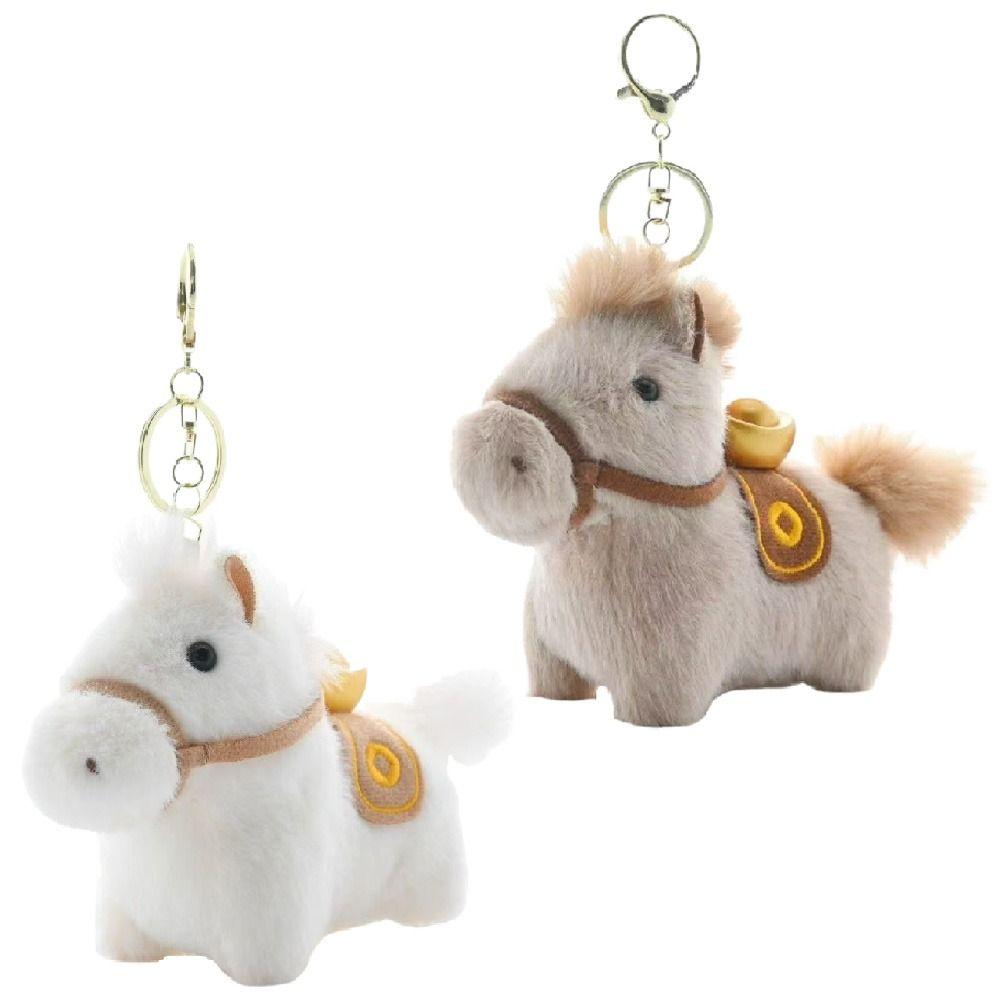 Funny Creative Yuanbao Pony Pendant Mascot Dolls Cute Stuffed Animal Keyring Kawaii 12cm Chinese New Year Gift Birthday Gift