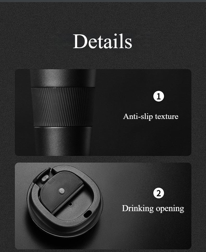380ml Stainless Steel Silicone Coffee Cup, Fashionable Insulated Mug, Creative Portable Handle Tumbler, Car Cup