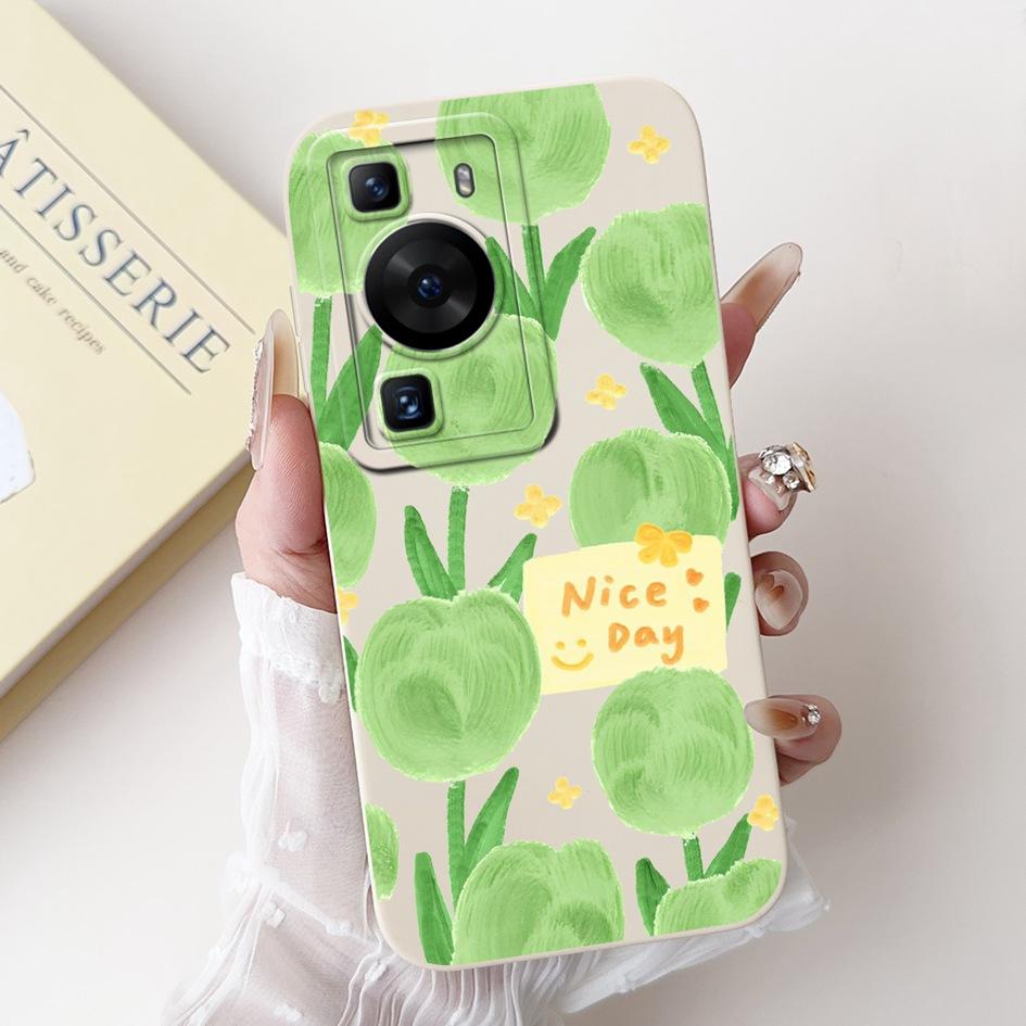 For Huawei P60 Pro Case MNA-LX9 Shockproof Cover Cute Cartoon Square Lens Protection Bumper For Huawei P60 Art P 60 P60Pro Funda