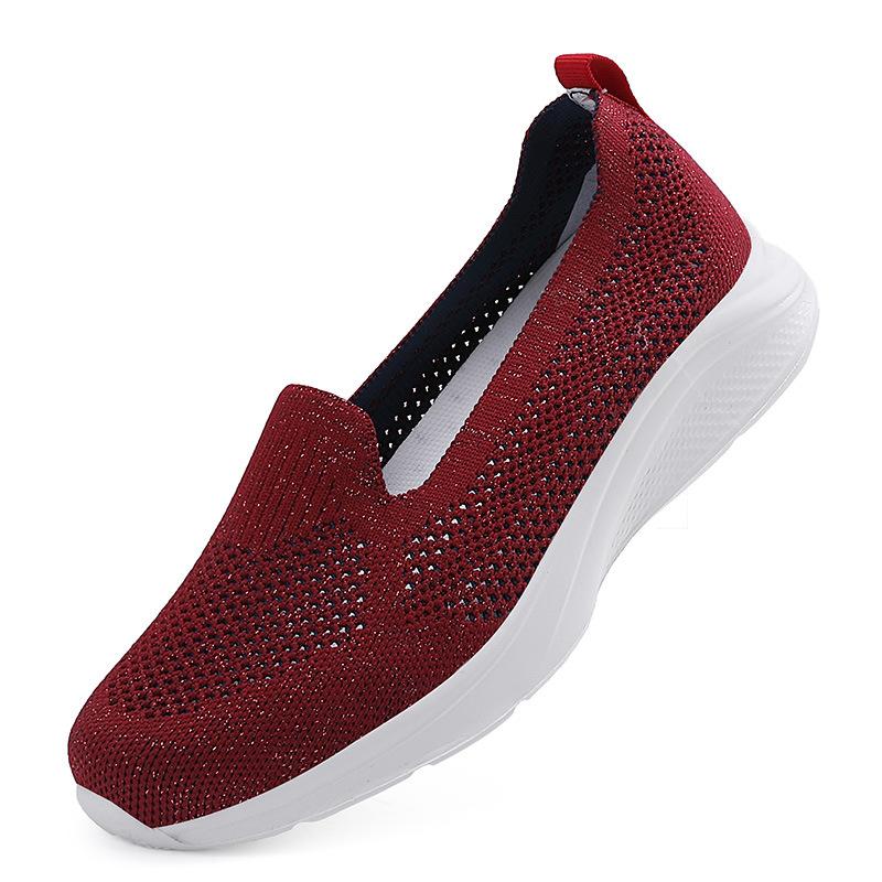 2025 one-pedal flat-soled mother shoes middle-aged and elderly non-slip soft-soled socks shoes women's outdoor casual walking shoes