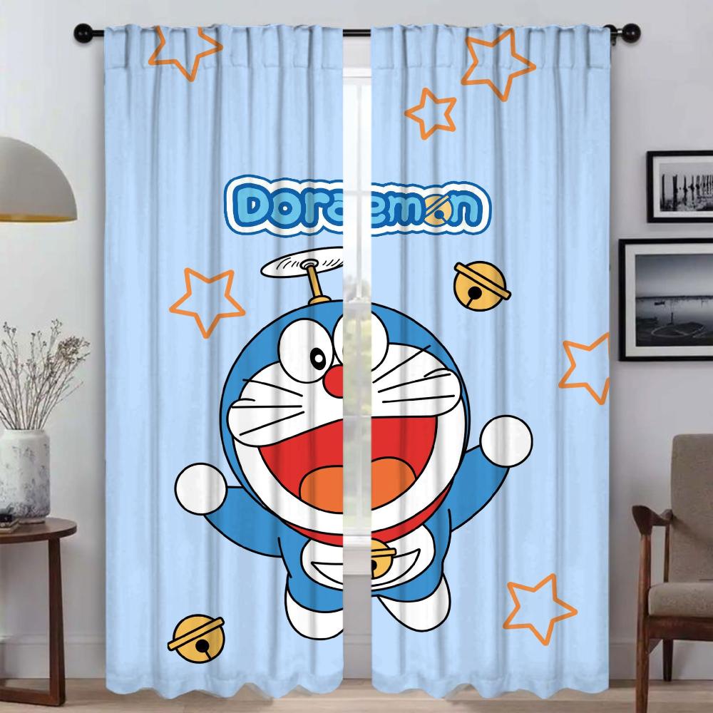 Doraemon Zasłona Zaciemniająca do Pokoju 2 Panele Zasłony Wnętrza Domu Tiul do Sypialni Dekoracja Halloween Przegroda Żaluzje Salon