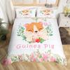 Kids Pink Rose Rabbit King Queen Duvet Cover Cartoon Animal Comforter Cover Rose Moon Floral Bedding Set Polyester Quilt Cover