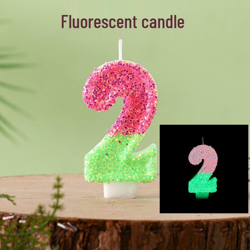 Dual-Color Fluorescent Birthday Number Candles 0-9 – High-End Party Supplies