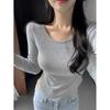Korean Dongdaemun Women's Long-Sleeve, Figure-Flattering, Skin-Friendly T-Shirt