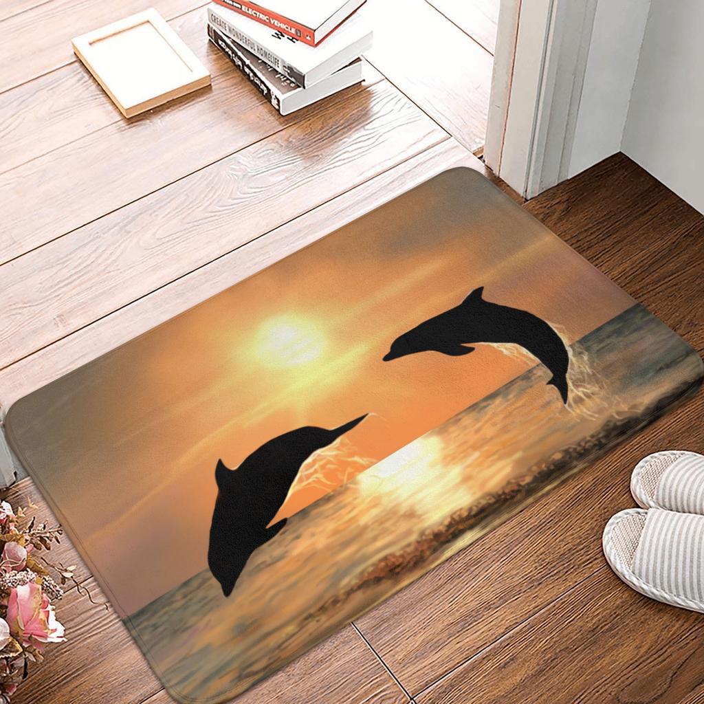 Meeresbewohner Delfin Fisch Boden Tür Küche Badezimmer Matte Rutschfest Innen Ozean Tier Fußmatte Garage Eingang Teppich Teppich
