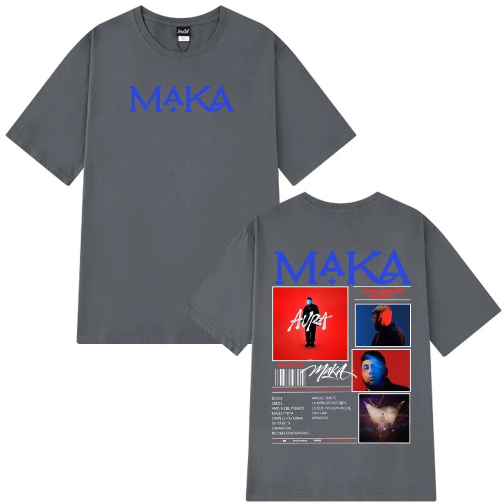 Rapper Maka Aura 2025 Tour Concert Print T Shirts Men Women Fashion Hip Hop Vintage Tshirts Casual Cotton High Quality T Shirt