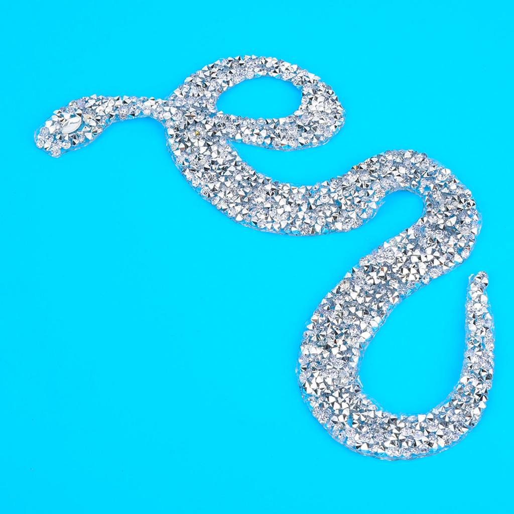 SnakE Shaped Rhinestones Trim Ribbon Mesh Wrap Roll   Clothing Accessories Applique (Silver)