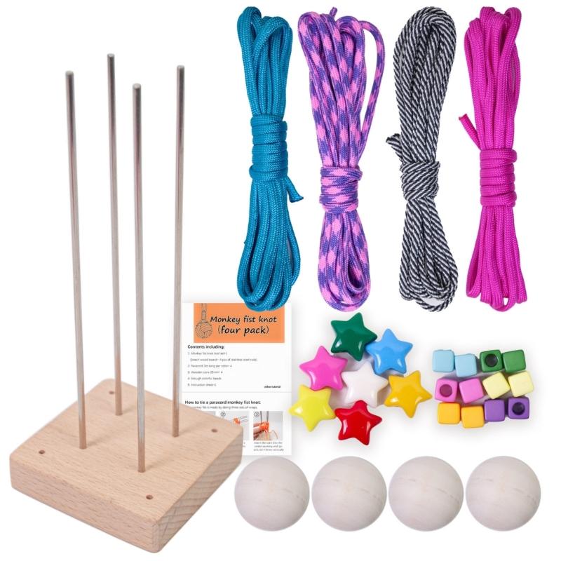 

Monkey Fist Umbrella Rope Ball Weaving Kits Monkey Fist Paracord DIY Set Decorative Ball Keychains for Woman Man