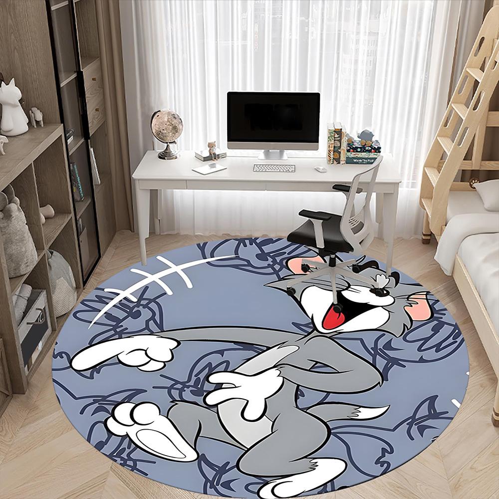 1 Stück Tom und Jerry Büro Runder Teppich, Unter Bürostühlen Schlafzimmer Wohnzimmer Heimdekoration, Raumdeko, In Verschiedenen Größen Erhältlich