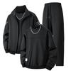 Men's Sporty Set Sweatshirt Jacket Running Casual Three-Piece Loose Oversized Round Neck Set