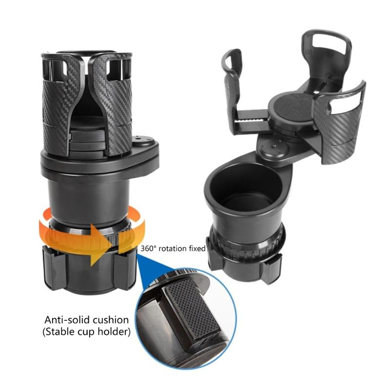 Car Drink Beverage Storage Solution Flexible Adjustment Carbon Fiber Look 360 Degree Rotating Base for Frequent Drivers
