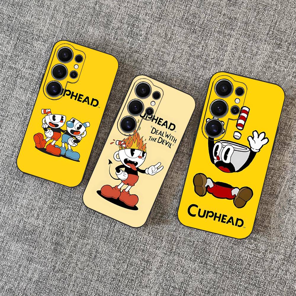 Comedy Animation C-Cuphead Cartoon Phone Case For Samsung S 24 Fe 25 Ultra Plus 20 Lite 21 30 22 23 24 22 Ultra 5G Fundas
