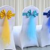 Chair Back Decoration Elegant Stretch Chair Bow Organza Ribbon Chair Decor For Birthday Hotel Wedding Accessories
