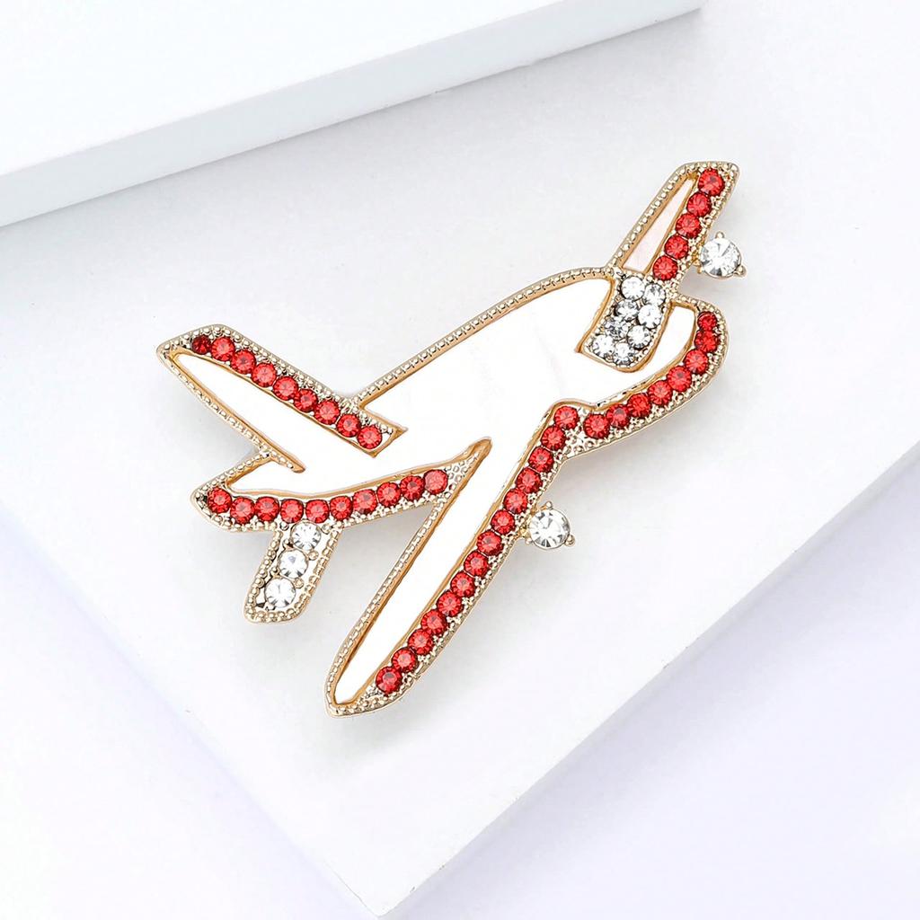 Korean Fashion Alloy Rhinestone Shell Airplane Brooches Exquisite High-end Women's Clothing Chest Flower Jewelry Brooch