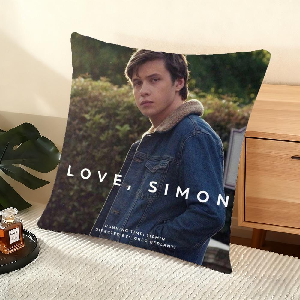Love Simon Gay Movie Cushion Cover Silky Short Plush Home Sofa Cushion Cover - Invisible Zipper Home Decoration