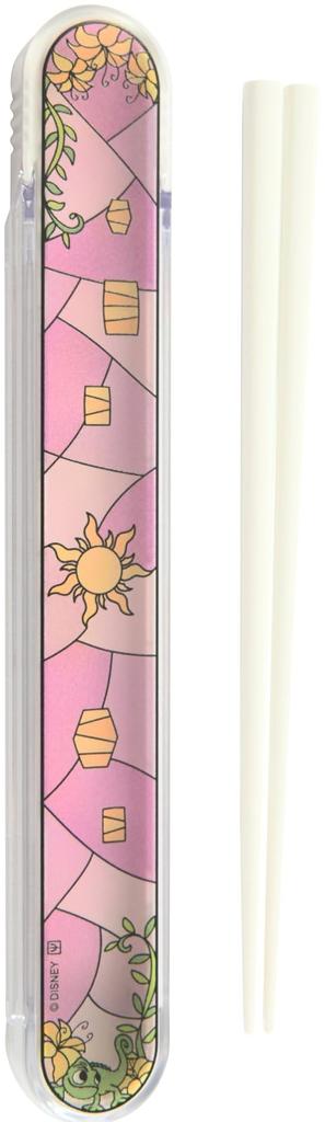 YAXEL Cute Stained Glass Style Chopstick Box Lunch Bento Made in 13474 Set, Slide-type, 18cm, Box, Japan, Disney, Tangled,