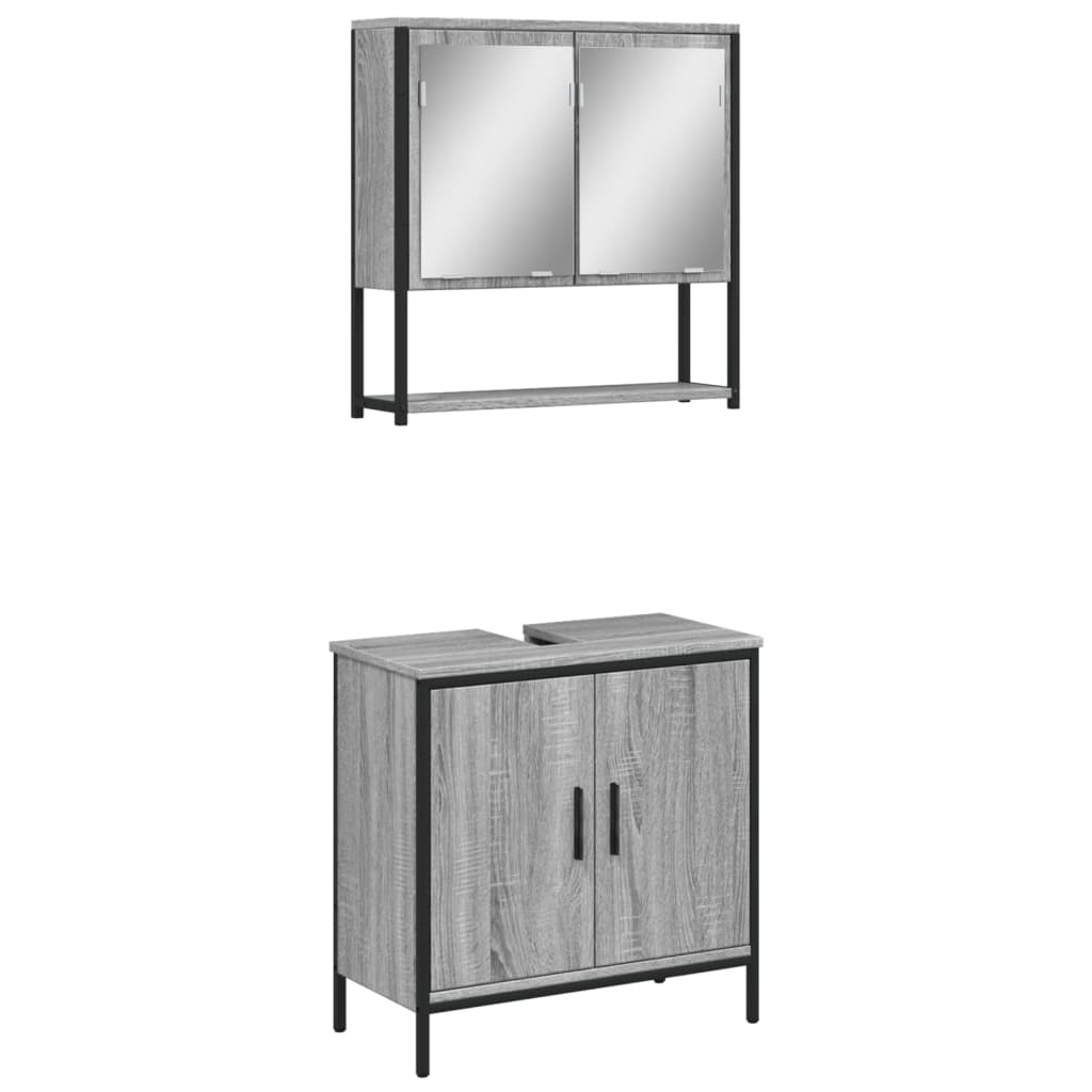 Vidaxl Set di Mobili da Bagno a 2 Pezzi, Rovere Sonoma Grigio