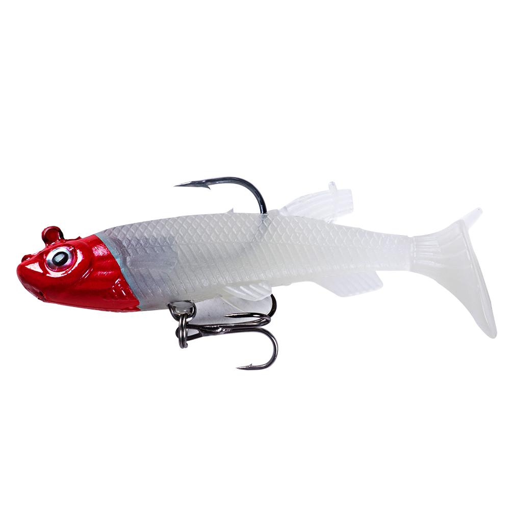 14CM Shad Soft Swimbait Jig Head Lure 8G Pre-Rigged Pinfish Lure Swimbait with Ultra Hook Paddle Tail Lure for Saltwater Fres