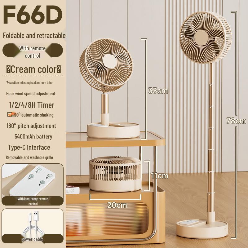 Compact Foldable Office Desk Fan: Rechargeable, Oscillating, Strong Wind, Long Battery Life, Portable for Student Dorms