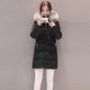 Women's Fashion Big Hair Collar Slim Waist Long Down Cotton Jacket Cotton Coat