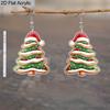 2 Pairs Fashion Christmas Acrylic Earrings for Women Classic Christmas Tree Christmas Hat Acrylic Earrings Creative Cookies Men Dangle Earrings