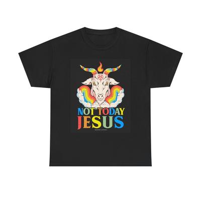 Nicht heute Jesus Grafik T-Shirt Regenbogenflagge Unisex Schweres Baumwoll-T-Shirt