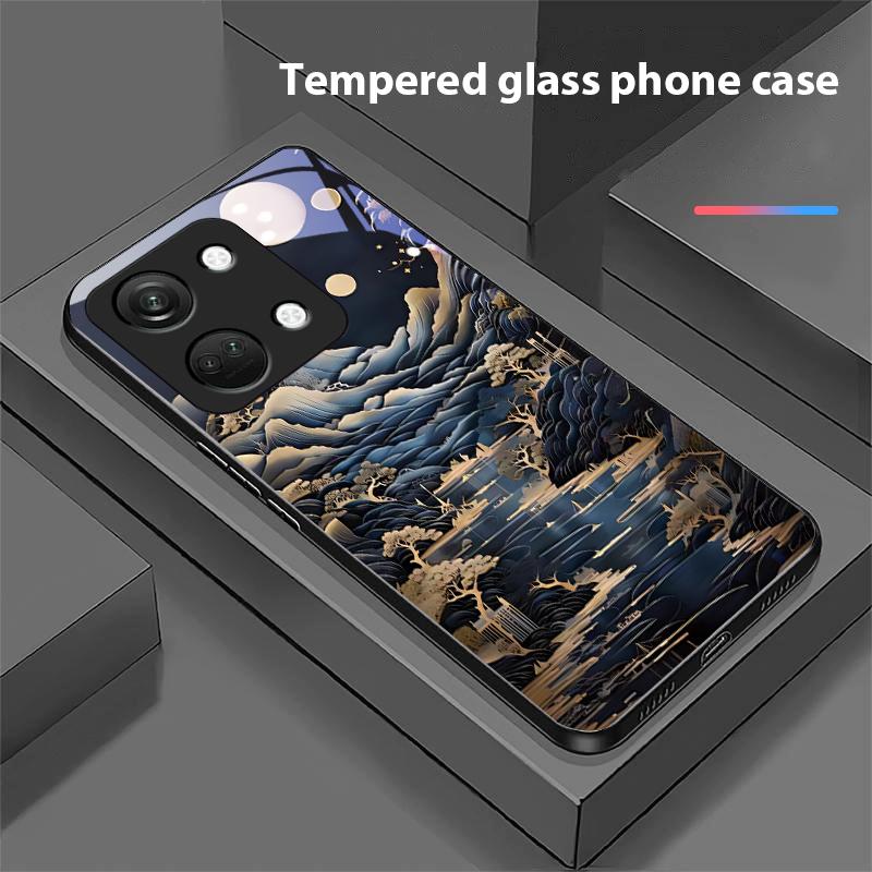 Jubao Basin Water For OnePlus Nord 3 5 6T 7 Pro 8 12 10T Reno8 Lite 5G 10R Nord N30 Hard Shell Tempered Glass Phone Case Black