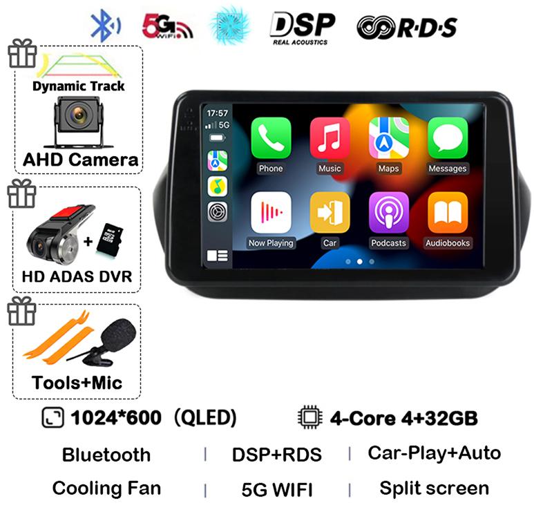 Android 14 Carplay Car Radio For Fiat Fiorino Qubo For Citroen Nemo For Peugeot Bipper 2008-2017 Multimedia Video Player Stereo