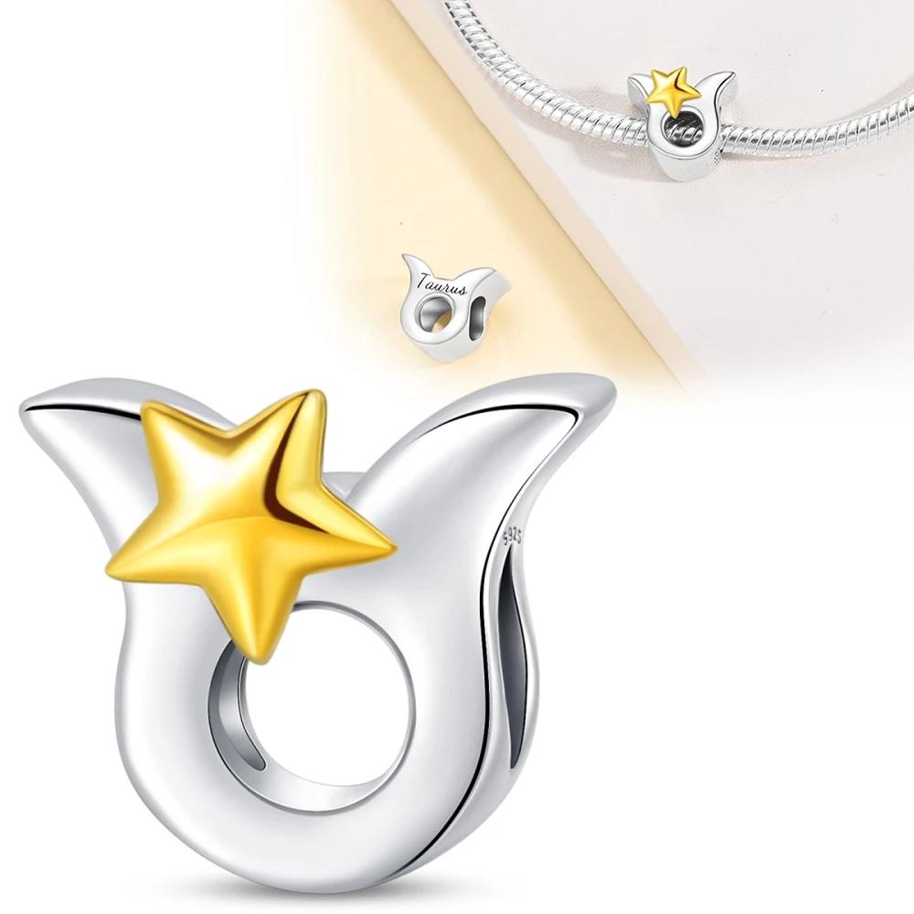 Coppertwelve Constellations Sparkling Aries Leo Pisces Beads Fit Pandora Charms Bracelet For Women Fine Jewelry
