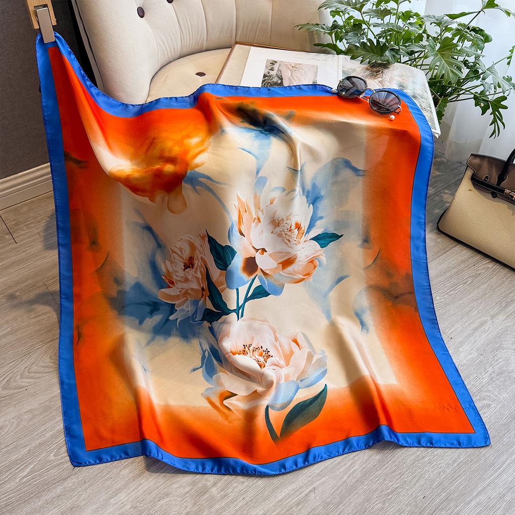 New Spring and Summer Design Luxury 90cm Women Scarf Sunscreen Foulard Shawl Hijab Female Hair Hijab Wraps Neckerchief Bandanda