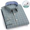 Men's Oxford Shirts Long Sleeve 100% Cotton Casual Plaid Soft Regular Fit Formal Dress Shirt Social Blouse Male Clothes 6XL 7XL