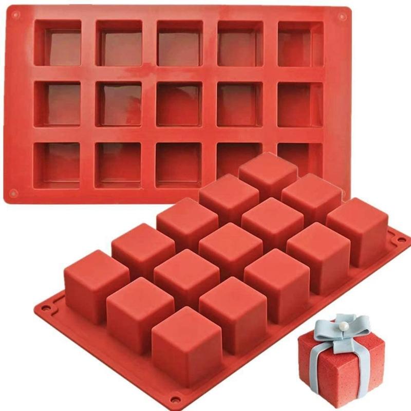 15 Cavity Square Silicone Molds Making Mousses Cake Molds Decorating Baking Tool for Making Chocolate Fondant Dessert