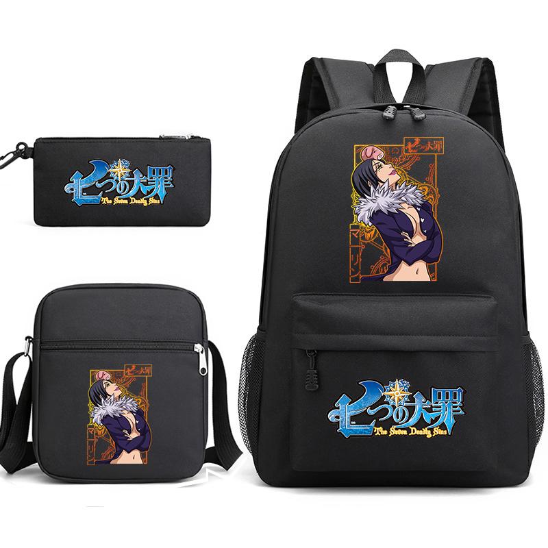 Anime The Seven Deadly Sins School Backpack Set with Shoulder Bag Pencil Case for Kids Teens Daily Bookbag